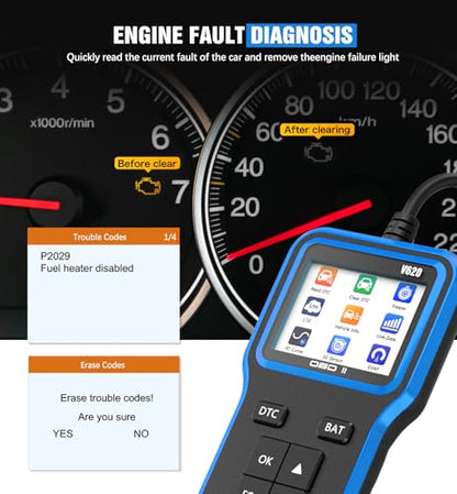 OBD2 Scanner & Battery Tester, Car Diagnostic Tool for Check Engine Light - color: blue