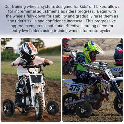 AR-PRO Dirt Bike Training Wheels, Compatible with PW50, CRF50, 50cc Bikes - color: Black & Black