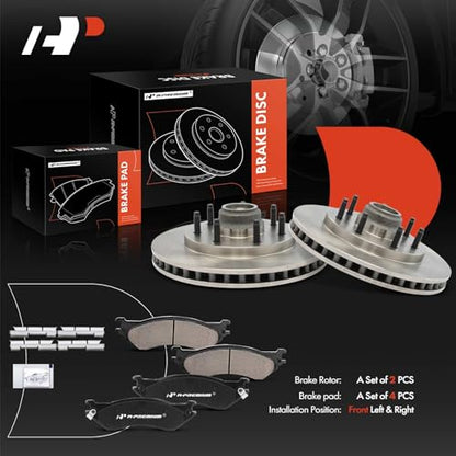 A-Premium 12.13 In (308.2mm) Front Vented Brake Rotors and Ceramic Pads Kit - style: 2000-2003 7-Lug RWD
