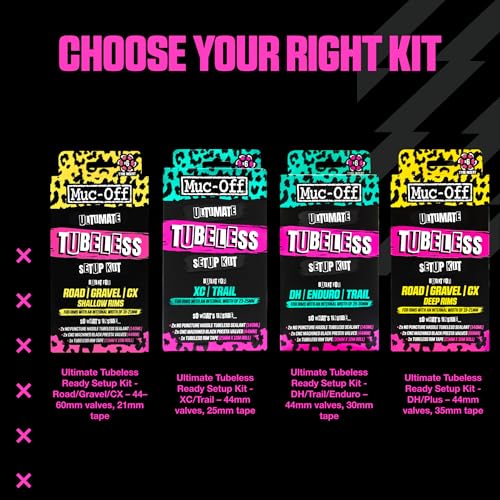 Muc-Off Ultimate Tubeless Setup Kit, Road/Gravel, 21mm Tape, 44mm Valve - style: Road/Gravel 44mm