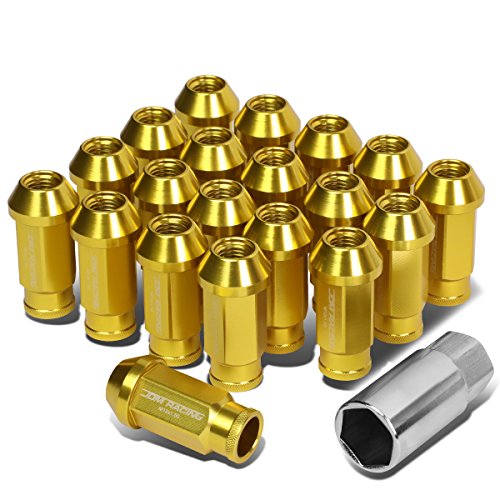 Auto Dynasty 20-Piece M12 x 1.5 Extended Aluminum Alloy Wheel Lug Nuts+Adapter Key (Gold) - color: Gold