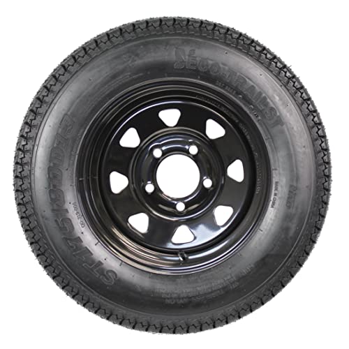 eCustomrim Trailer Tire Rim Assembly ST175/80D13 13 Inch 5 Lug Black Wheel