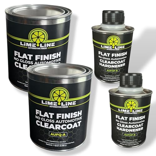 LiME LiNE 2K Clear Coat Automotive Paint Quart Kits with Hardener, Flat Finish Topcoat for Cars, Trucks & Motorcycles (Flat Pack of 2) - color: B. Flat Clear Coat