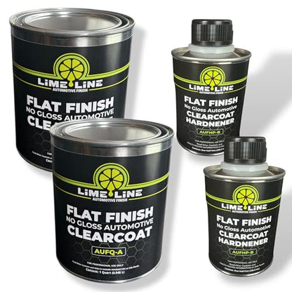 LiME LiNE 2K Clear Coat Automotive Paint Quart Kits with Hardener, Flat Finish Topcoat for Cars, Trucks & Motorcycles (Flat Pack of 2) - color: B. Flat Clear Coat