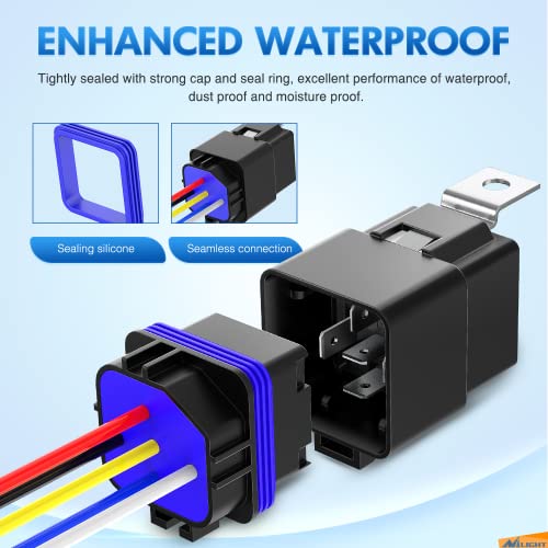 Nilight 5 Pack Waterproof Relay and Socket Harness 40/30 AMP - color: 30A-5PC