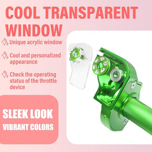 Universal CNC Quick Twist Throttle Kit with Cable for 7/8" Bars - Fits CRF50 70 110 125 230 250, KLX, XR, Pit & Dirt Bike, ATV, Mini Bike (CT200U) (Style - A, Green) - color: Green, style: Style - A