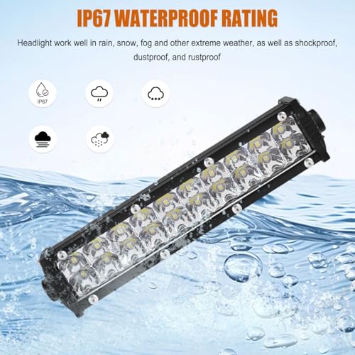 Motorcycle LED Light Bar & ON-Off Switch Headlight kit for CRF110 CRF250F KLX110 TTR110 TTR110E RM85 YZF450 60W Motocross LED Light Kit Universal for 7/8" 22mm Handlebars Pit Dirt Bike Plug and Play