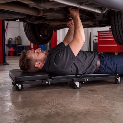 Goplus 36" 3-in-1 Folding Mechanic Creeper, Lay Down or Sit - color: Black, size: 36"