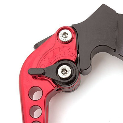 FXCNC Motorcycle Adjustable Brake Clutch Levers Compatible with Continental GT 650, Continental GT 535, 650 Interceptor, C5 and B5, 2017 on Euro - color: Red Lever with Black Adjuster