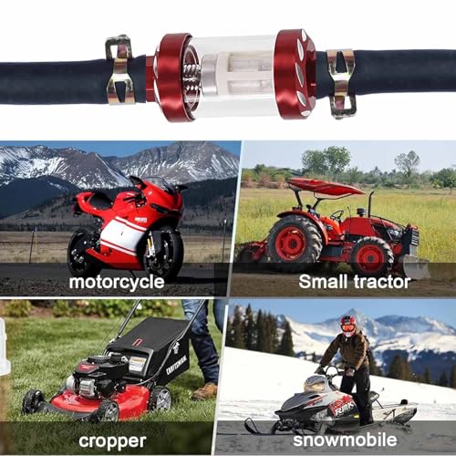 1/4" Fuel Filter Clear View Compatible with Gas Fuel Line Hose and Clamps - size: 1/4''