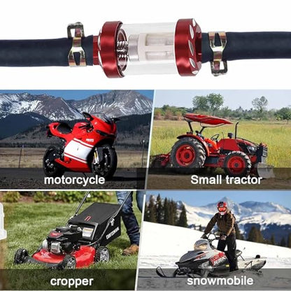 1/4" Fuel Filter Clear View Compatible with Gas Fuel Line Hose and Clamps - size: 1/4''