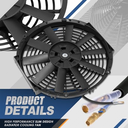 Auto Dynasty 12 inch Universal 12V Electric Radiator Cooling Fan Kit, Black - color: Black, size: 12 Inch Diameter