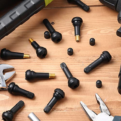Tallew 150 Pcs Tire Valve Stems Bulk Tubeless Rubber Snap in Valves Stems Black Replacement Tool for Car Tubeless 0.453 Inch Rim Holes Standard Vehicle Tires (Tr412,Tr413,Tr414,Tr418) - style: TR412, TR413, TR414, TR418