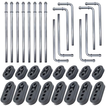 32PCS Car Exhaust Hanger 3/8"(10MM) Rod Rubber Exhaust Hangers Mount Kits - size: 32PCS Exhaust Hanger Rod With Rubber