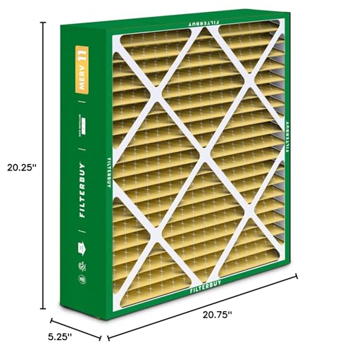 Filterbuy 20x20x5 Air Filter MERV 11 Pet & Allergy Defense (2-Pack) - size: 20x20x5 (Actual: 20.25 x 20.75 x 5.25)
