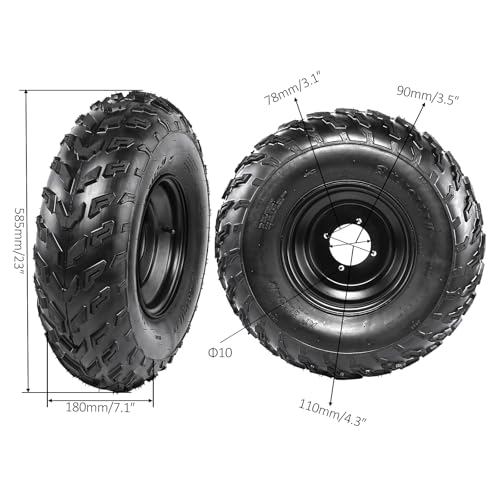 10'' ATV Wheels Tire Rim, 23x7-10 Iron & Rubber Tire with Rim Wheel for ATVs Go Karts - Front or Rear Tubeless Wheel (1 pack)
