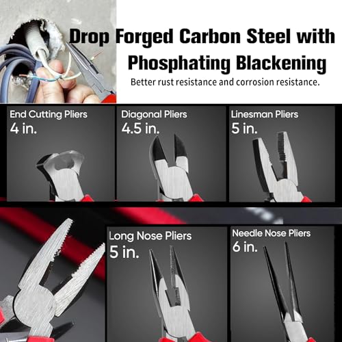 5 pcs mini pliers set, small pliers set includes pointed nose, long nose, oblique nose, flat nose and wire cutters with storage bag, suitable for electronic repair and jewelry, DIY tools