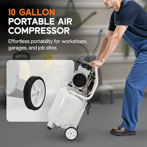 Albott 10 Gallon Electric Air Compressor, 1.8 HP Vertical Wheeled Tank - style: 10 Gal