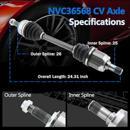 Front CV Axle Fit for 2006-2013 Honda Civic L4 1.8L Automatic Trans - size: NCV36568 NCV36569
