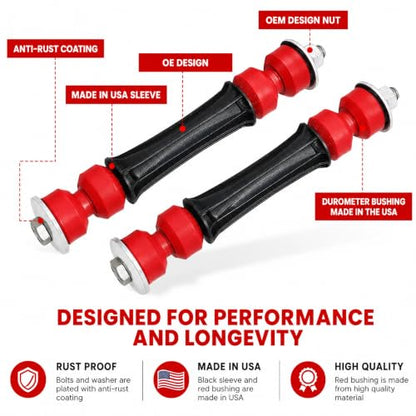 Suspension Dudes PAIR Front Sway Bar Stabilizer CODE RED Link Kit FITS Avalanche, Blazer, Escalade, Suburban, Sierra, Savana, Silverado, Tahoe, Yukon, Hummer, 1978-2019 K80631 K700539 - size: CODE RED Front Link Kit