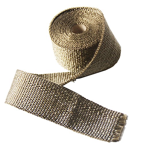 LEDAUT Heat Shield Insulation with Ties for Pipe 16' Roll Titanium Motorcycle Exhaust Tape Thermal Protection - size: 2 inches X 16 feet roll