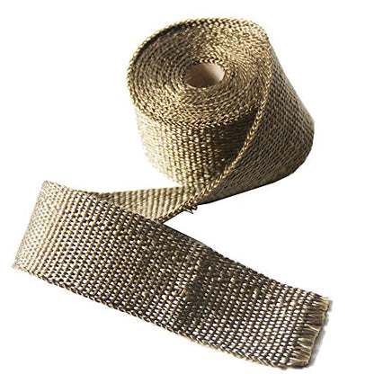 LEDAUT Heat Shield Insulation with Ties for Pipe 16' Roll Titanium Motorcycle Exhaust Tape Thermal Protection - size: 2 inches X 16 feet roll