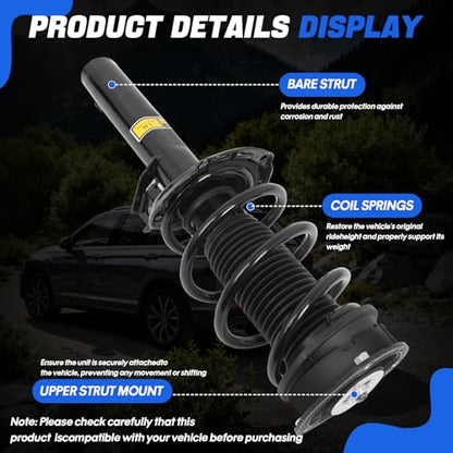 5QF413031CN 2PCS Front Shock Strut Absorber Compatible with 2018-2023 VW Tiguan Compatible with 2019-2023 Audi Q3 2.0L Replace 5QF413031AS 3Q0413031BN Non‑DCC Suspension
