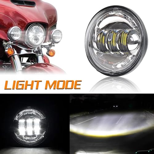 SKTYANTS 4.5 Inch LED Passing Light Motorcycle Fog lights with 4.5 Inch Housing Bucket Bracket Mount Compatible with Touring Electra Glide (Chrome) - color: Chrome