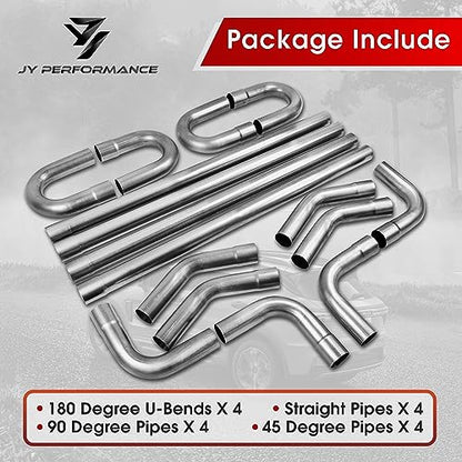 3'' Mild Steel Exhaust Pipe Kit, 3'' OD Exhaust Pipe, 16PCS - size: 3''