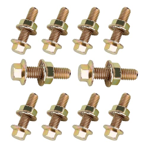 10 PCS Exhaust Manifold Bolts, M8 x 1.25 x 30mm High Strength Carbon Steel Flange Exhaust Bolts and Nuts, Exhaust Manifold Bolt Hardware Kit