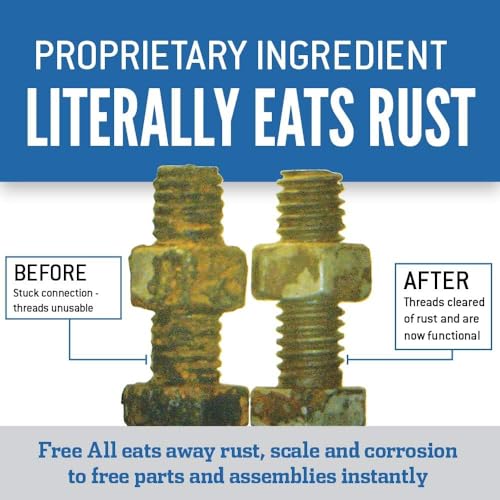 Free All Rust Eater Deep Penetrating Oil, 11 oz Aerosol – Loosens Rusted Bolts, Nuts, Pipe Connections & Locks – Industrial-Grade Rust Remover, Silicone-Free, Safe on Paint & Plastic Surfaces, 6-Pack - style: 6 Cans of 11 Ounces