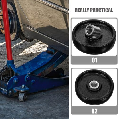 Gatuida 2pcs Hydraulic Jack Wheel Replacement Parts Front Wheels for Floor Jack Enhanced Stability and Maneuverability Easy to Install for Heavy Use
