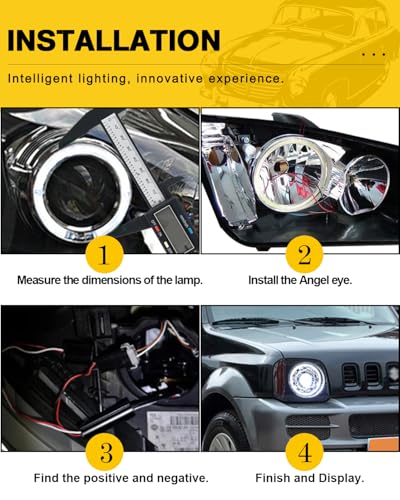 Qasim 2 Pcs White 80MM Car Angel Eyes Halo Rings COB Light Circle Ring LED Fog Light Bulbs DRL Lamp with Plastic Cover 12V 24V - size: 80MM-white