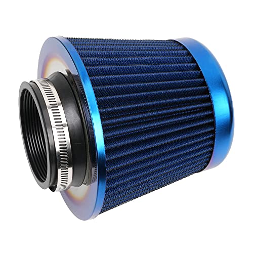 Cold Air Intake Filter, High Performance, Washable Filter, Clamp-On Replacement Air Filter, Flange Diameter 3inch/76mm Blue - color: Blue