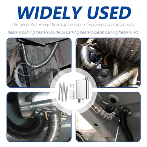 78.7" Diesel Heater Exhaust Pipe,ID 1 Inch Exhaust Pipe Kit with Noise Reduction Diesel Heater Muffler Upgraded,Stainless Steel Flexible Exhaust Tubing Car Accessories