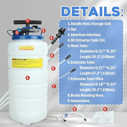 Pneumatic/Manual 15L Oil Extractor Oil Changer