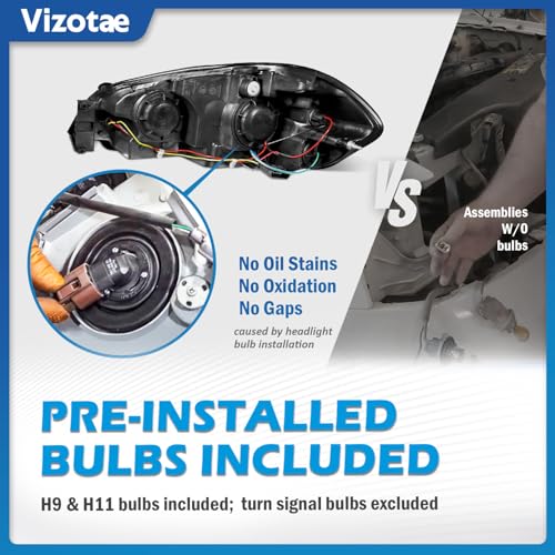 Headlights with High/Low Beam Bulbs for 2006-2013 Chevy Impala - color: Chrome Housing | With High & Low Beam Bulbs