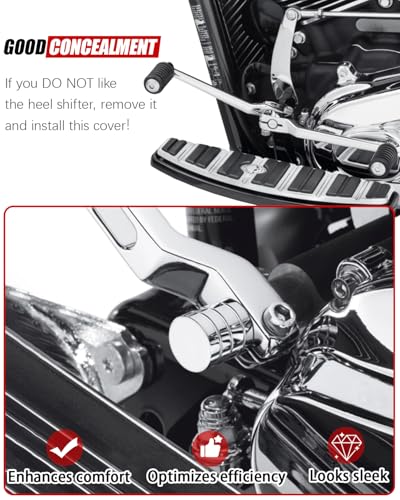 Heel/Toe Shifter Shaft Cap End Cover Compatible with Harley 1986-2017 FL Softail, 1988-2025 Touring Road King Street Electra Glide, 2008-later Trike Models (Chrome) - color: Chrome