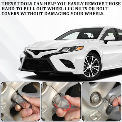 3PCS Car Lug Nut Cover Removal Tool, 3 Type Car Wheel Hub Bolt Nut Cover Removal Tool, Practical Tool for Removing Car Nut Covers，Universal Nut Caps Lug Puller Suitable for Audi VW & Most Vehicle