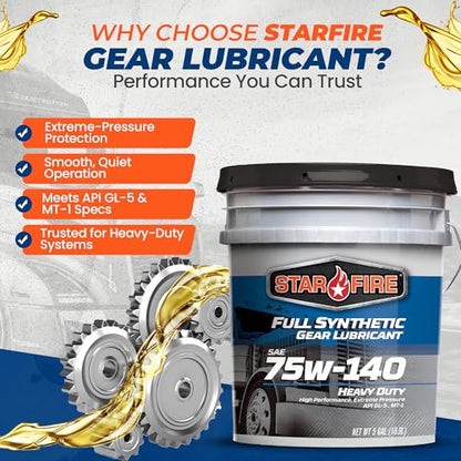 STARFIRE Full Synthetic SAE 75W140 GL-5 Gear/Differential Oil 5 Gallon Pail - size: 5 Gallon