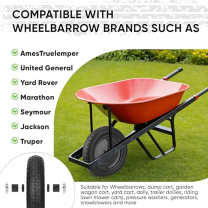 TICONN 4.80/4.00-8 Tire, 14.5" Flat Free Wheelbarrow Tire and Wheel - color: Black, size: 14.5" (1 Pack)