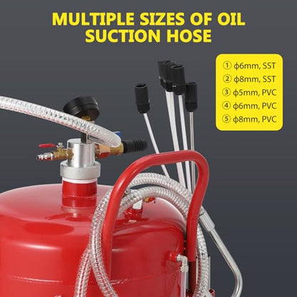 Garvee 20 Gallon Waste Oil Drain Tank, Portable Oil Drain Container, Air Operated Drainer, Fluid Fuel Transfer Drainage, Adjustable Funnel Height with Wheel &15'' Premium Bowl and a Toolbox - size: 20 Gallon - L Size