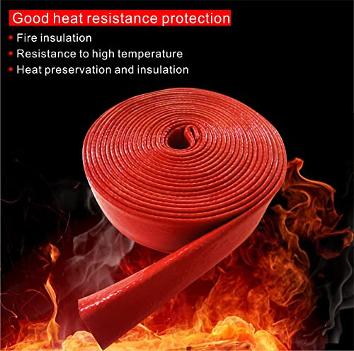 Fuel Line Heat Shield Insulation Heat Shielded Fire Sleeve Silicone Coated Fiberglass Heat Protection for Automotive Hose Lines & Electrical Wiring-（Red 3/4" ID x5FT） - color: Red, size: 3/4" ID x 5FT