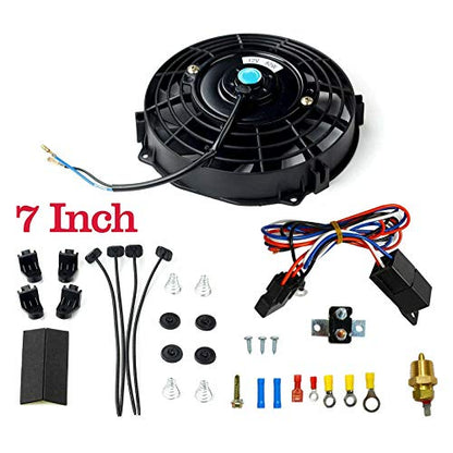 BLACKHORSE-RACING 7" Electric Radiator Fan High 3000 + CFM - size: 7 Inch