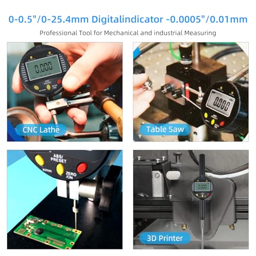 Precision Digital Dial Gauge,Dlectrical Digital Indicator Accuracy of 0.001mm/0.00005 "Metric and Imperial Measure Tool Electronic Dial Gauge with A Range of 25.4mm,for 3D Printing,CNC Machine - size: 1 in/0.001