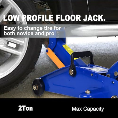 AAIN 2-Ton Low-Profile Heavy-Duty Floor Jack, 4,400 lb - color: Blue, style: 2 ton