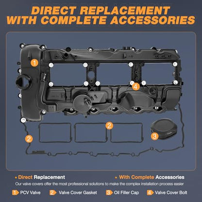 Nilight N55 Engine Valve Cover for BMW, Replace# 11127570292 E346-AS - size: for N55 BMW X5 X3 335i 535i 640i | 11127570292