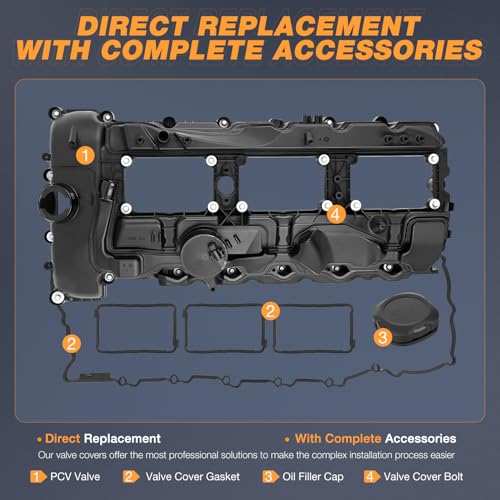 Nilight N55 Engine Valve Cover for BMW, Replace# 11127570292 E346-AS - size: for N55 BMW X5 X3 335i 535i 640i | 11127570292