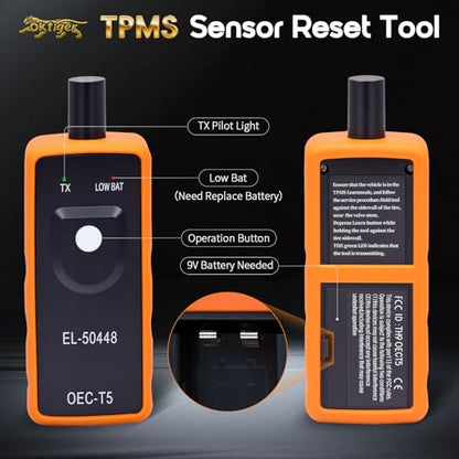Oktiger TPMS Relearn Tool for GM Vehicles, Compatible with 2006-2022 Chevy GMC Buick Cadillac Pontiac Hummer, Tire Pressure Monitor Sensor EL-50448 OEC-T5 Activation Reset, 9V Battery(Not Include) - size: GM Series