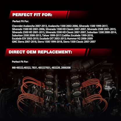 Techie 8 Pcs Spark Plug Wires M8-48322 for Chevy Silverado GMC Yukon - style: TIWS3475